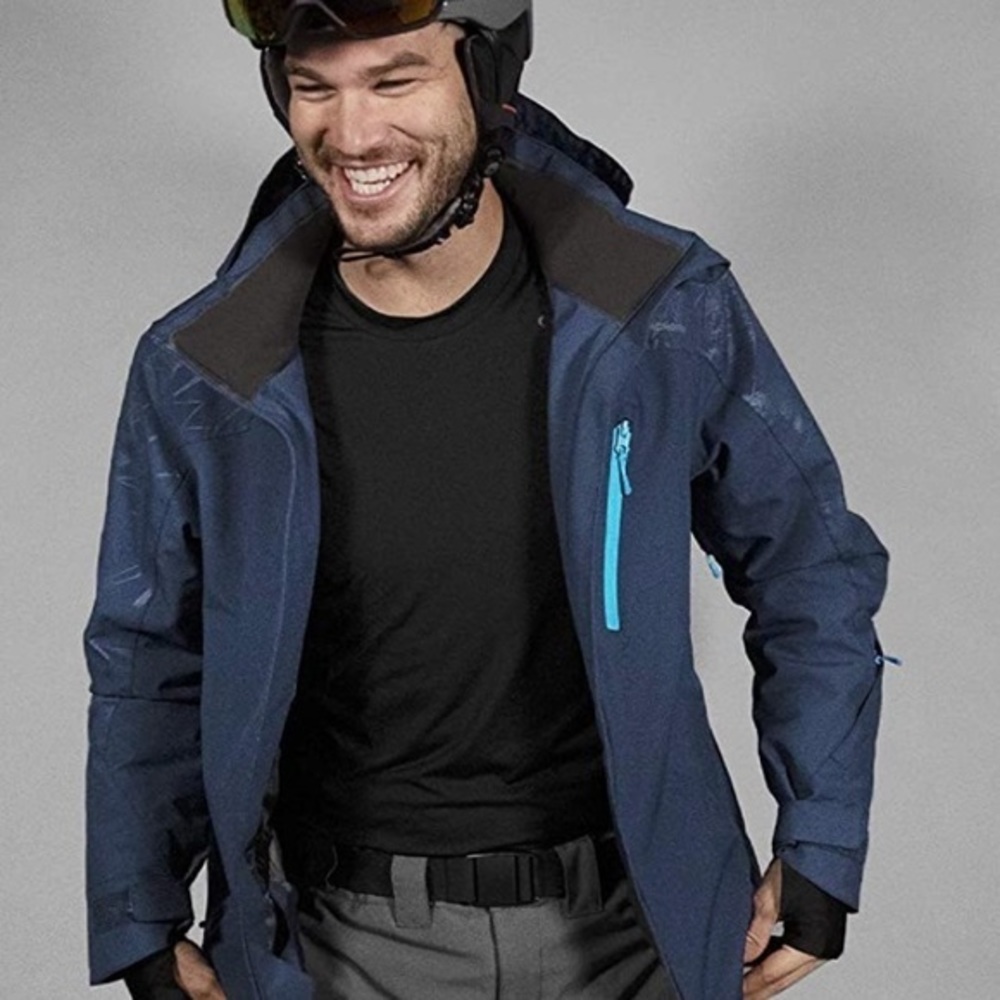 Men's Navy Ski Jacket with Aqua Accents
